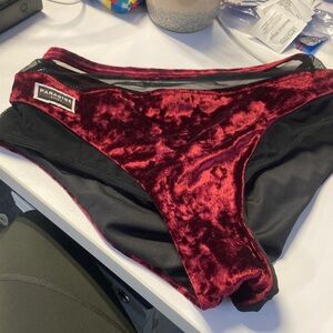 Paradise chick maroon velvet size M mesh pole shorts bottoms